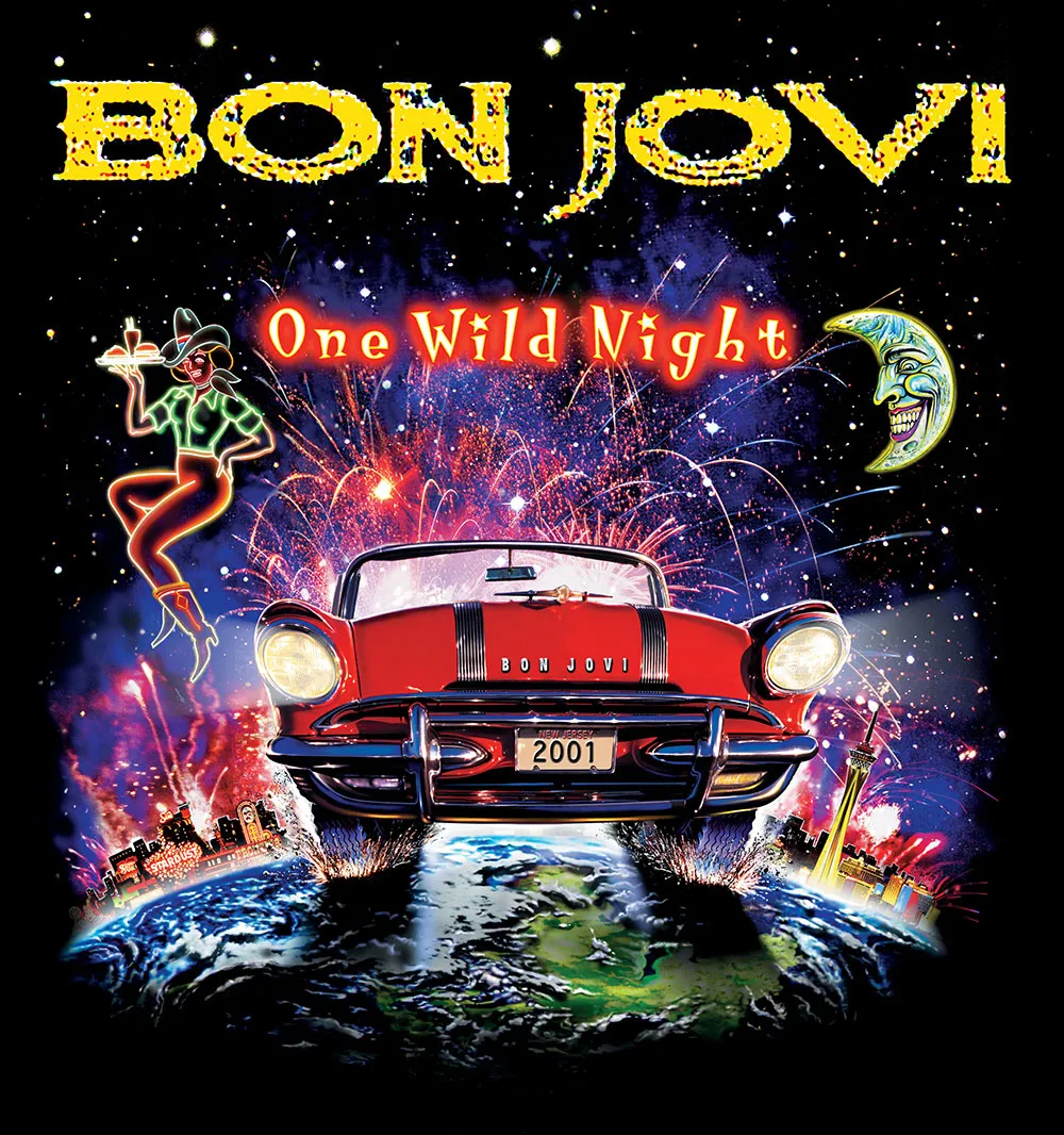 portada de un disco de Bon Jovi – one wild night - retratoregalo.es